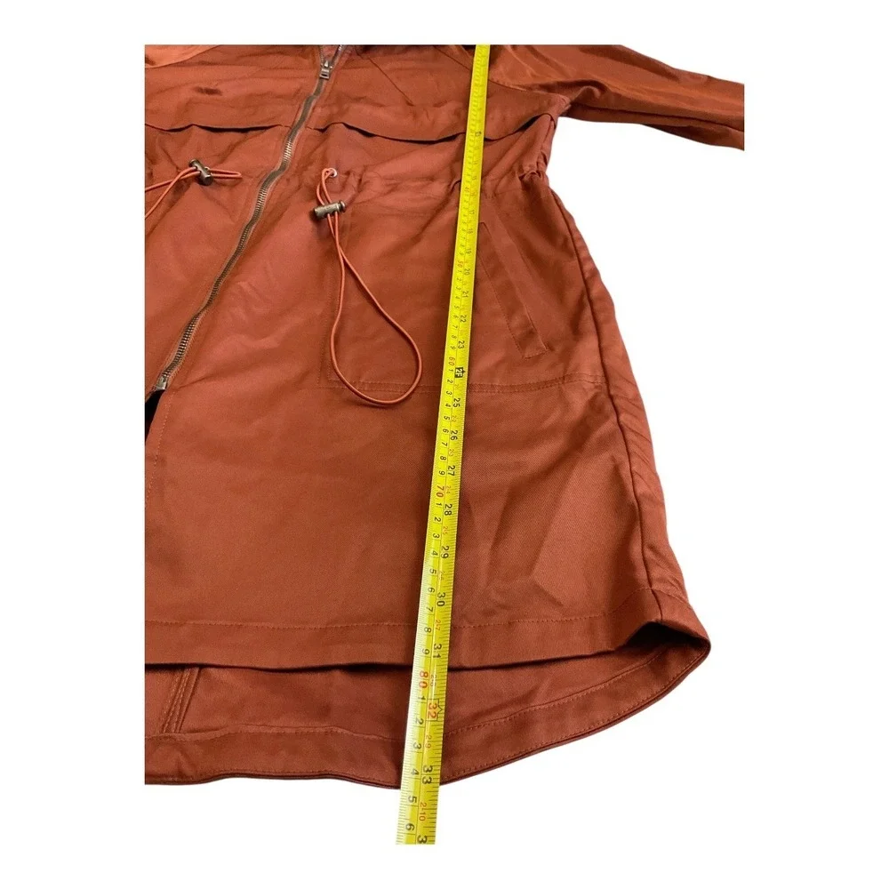 BKE Women's‎ Small Rust Brown Utility Jacket Drawstring Waist Zip Front Collar